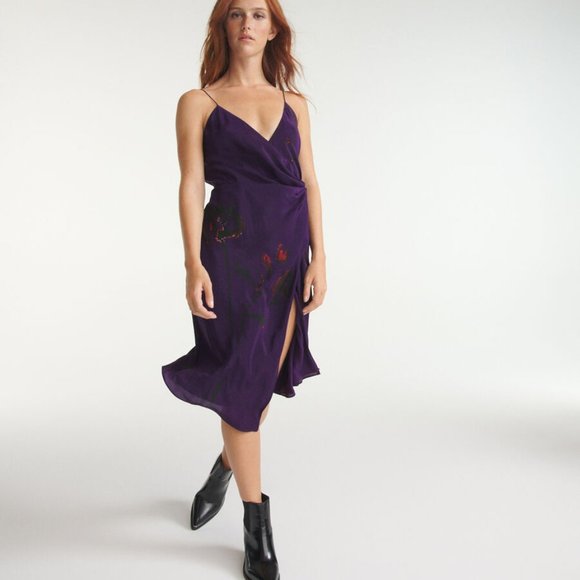 PURPLE floral THE KOOPLES silk/viscose dress - Picture 4 of 7
